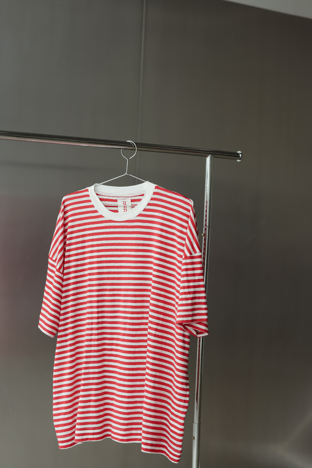 Athletic hemp/cotton tee - red/white stripe