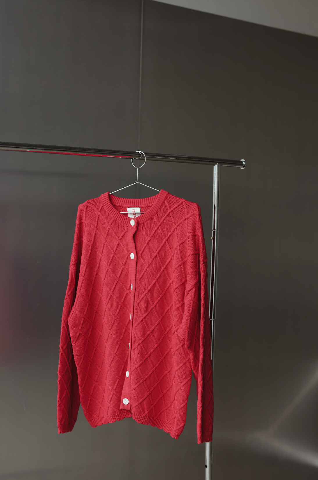 Crochet knit cardigan - red