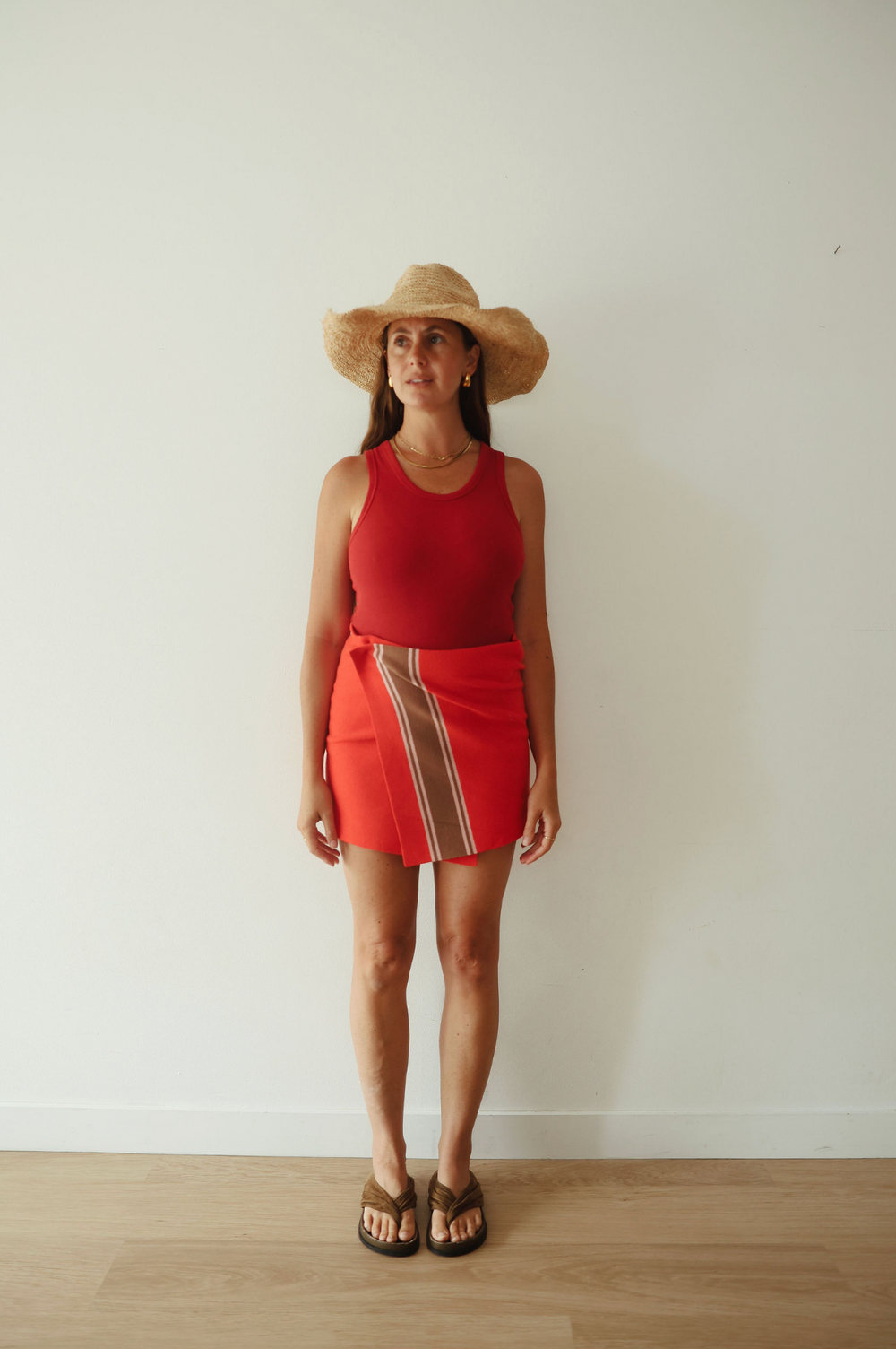 Stripe knit skirt - red