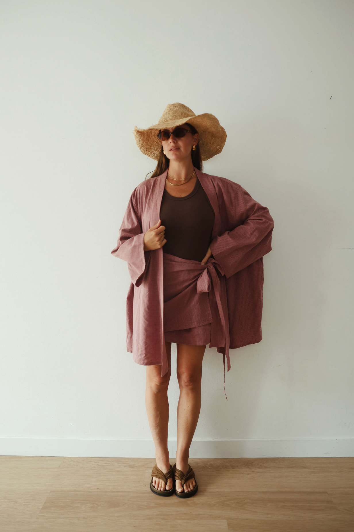 Sarong skirt - pink check