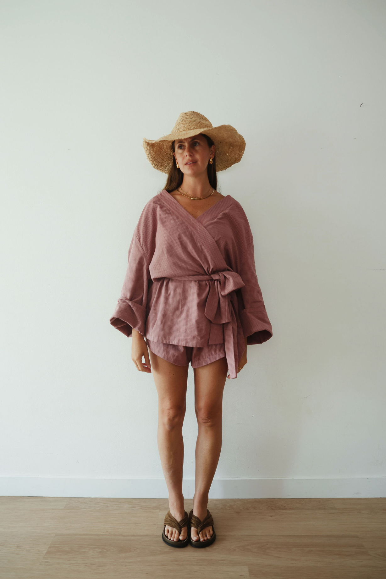 Luella cotton kimono - pink check