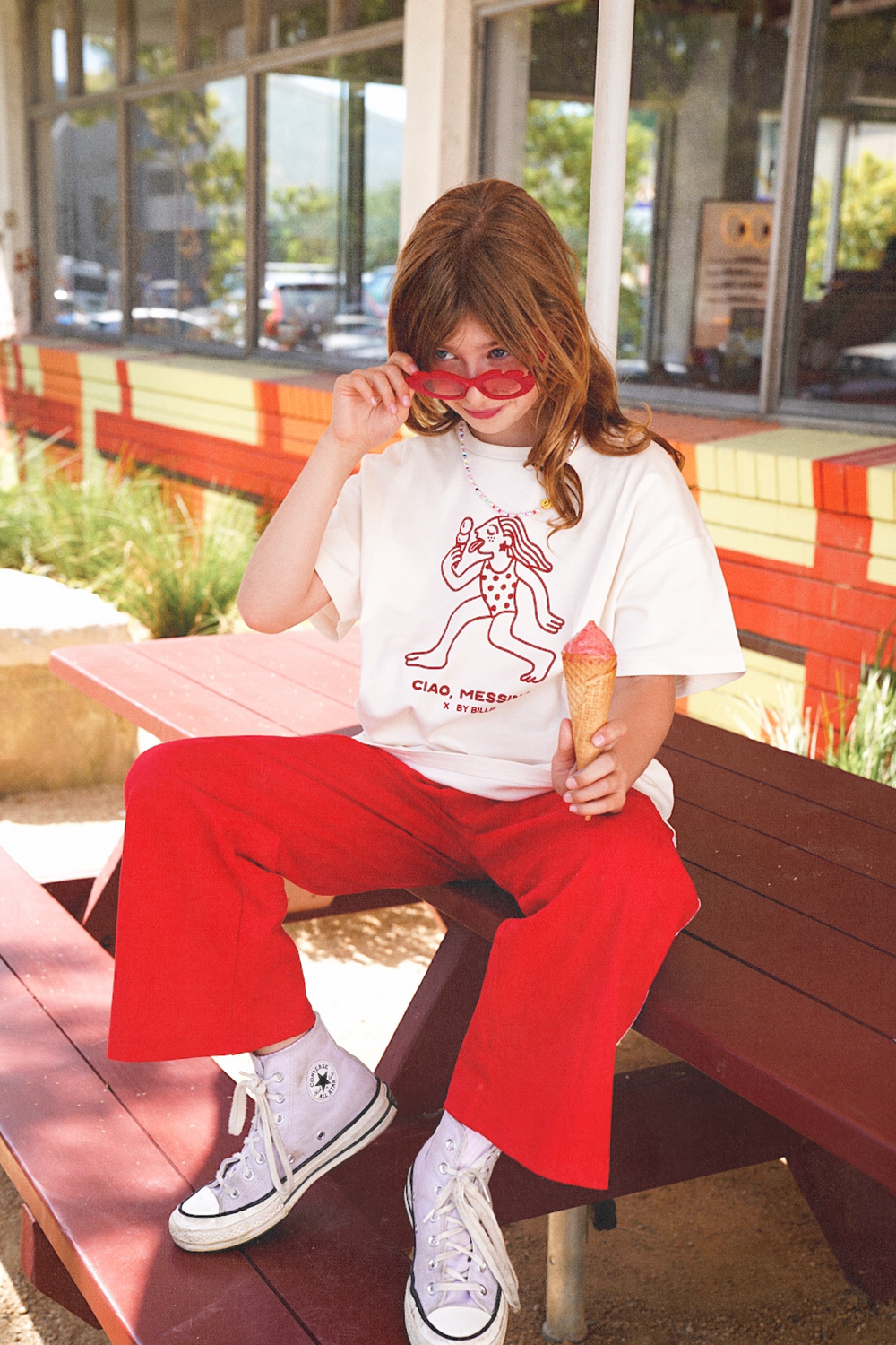 Messina x By Billie kids tee - red/white