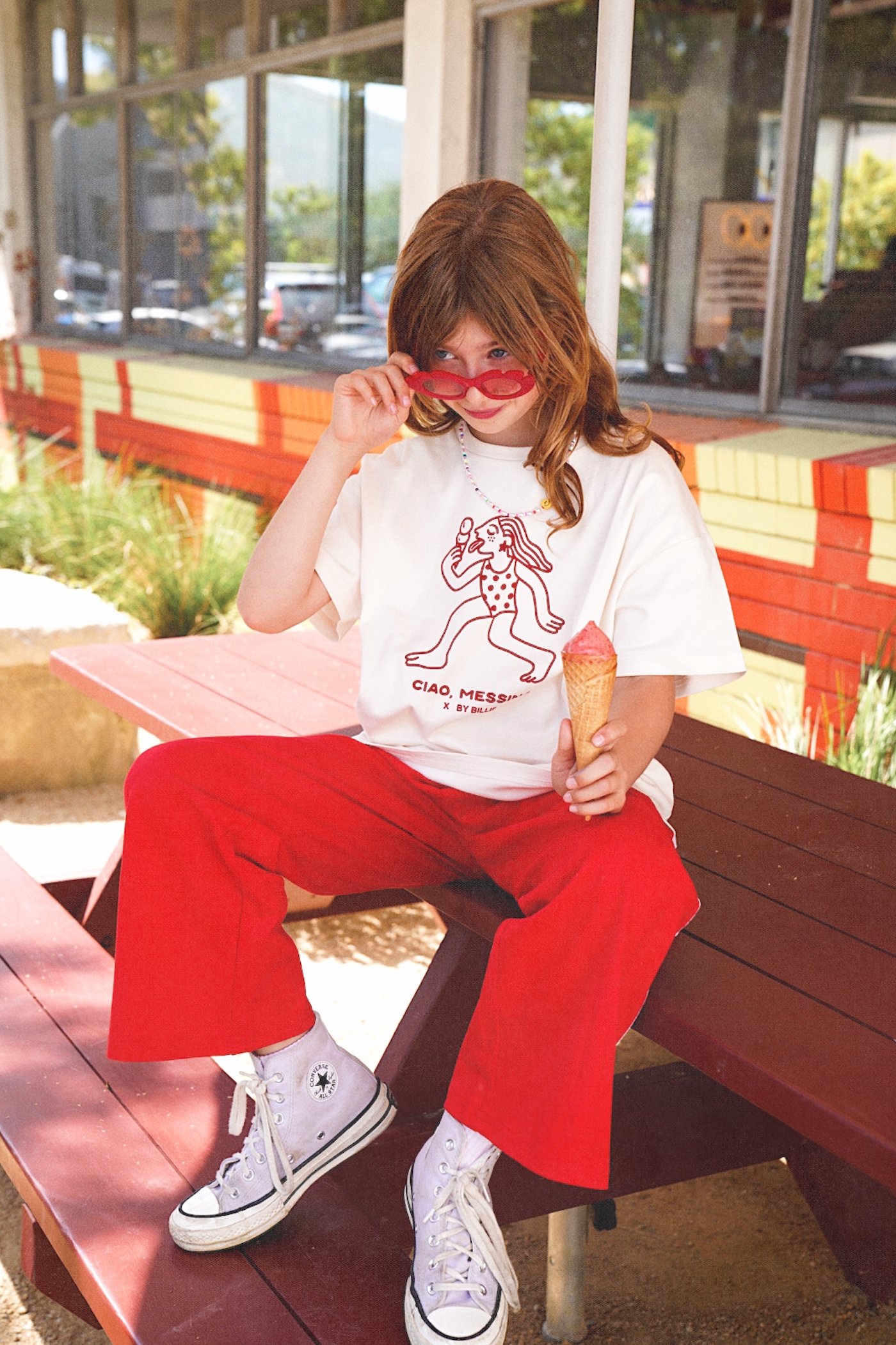 Messina x By Billie kids tee - red/white