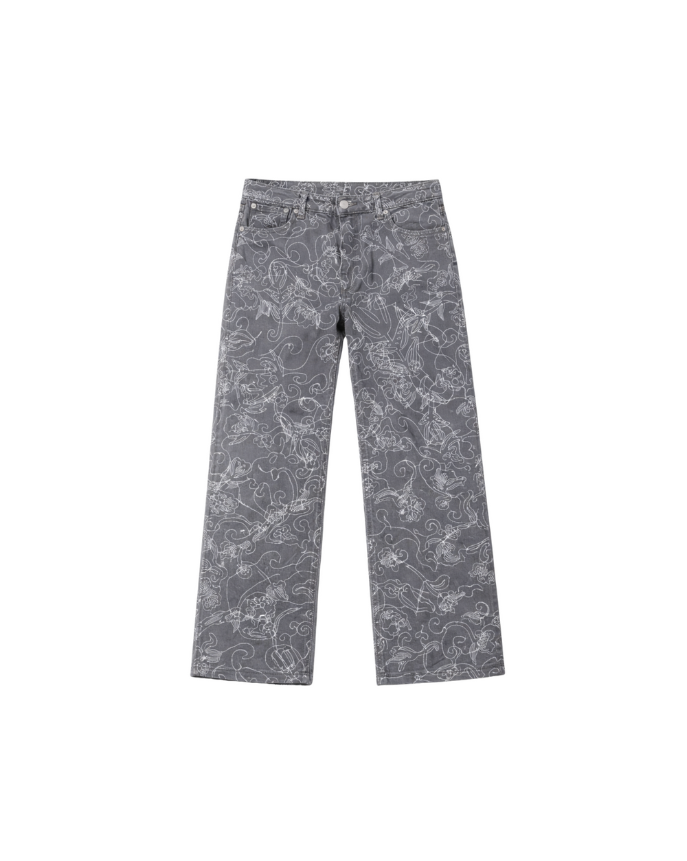 Baggy mid rise jean - embroidered denim