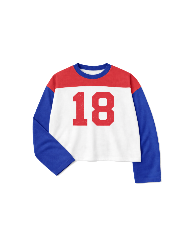 Established l/s tee - red/blue