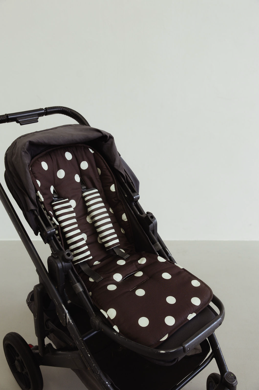 Pram liner - chocolate polka/stripe