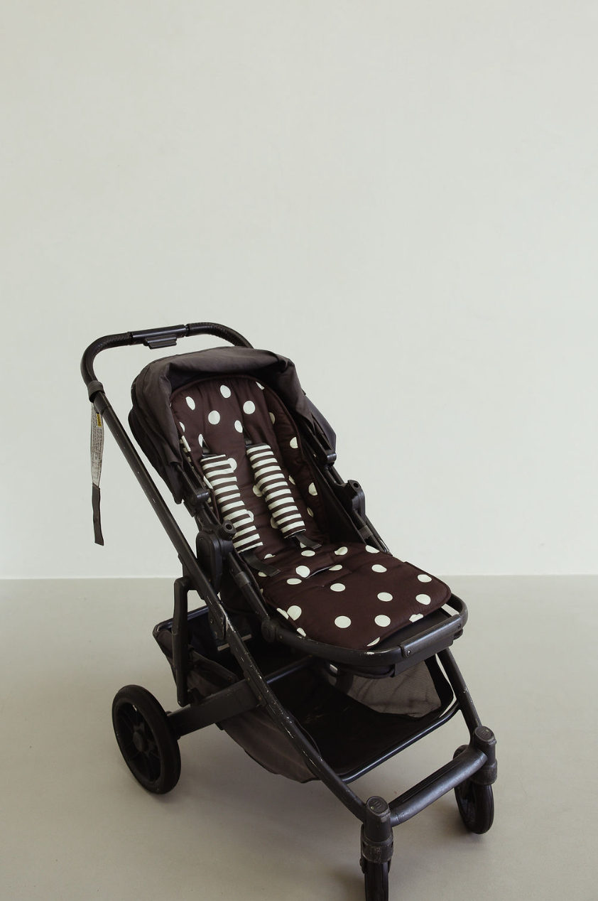 Pram liner - chocolate polka/stripe