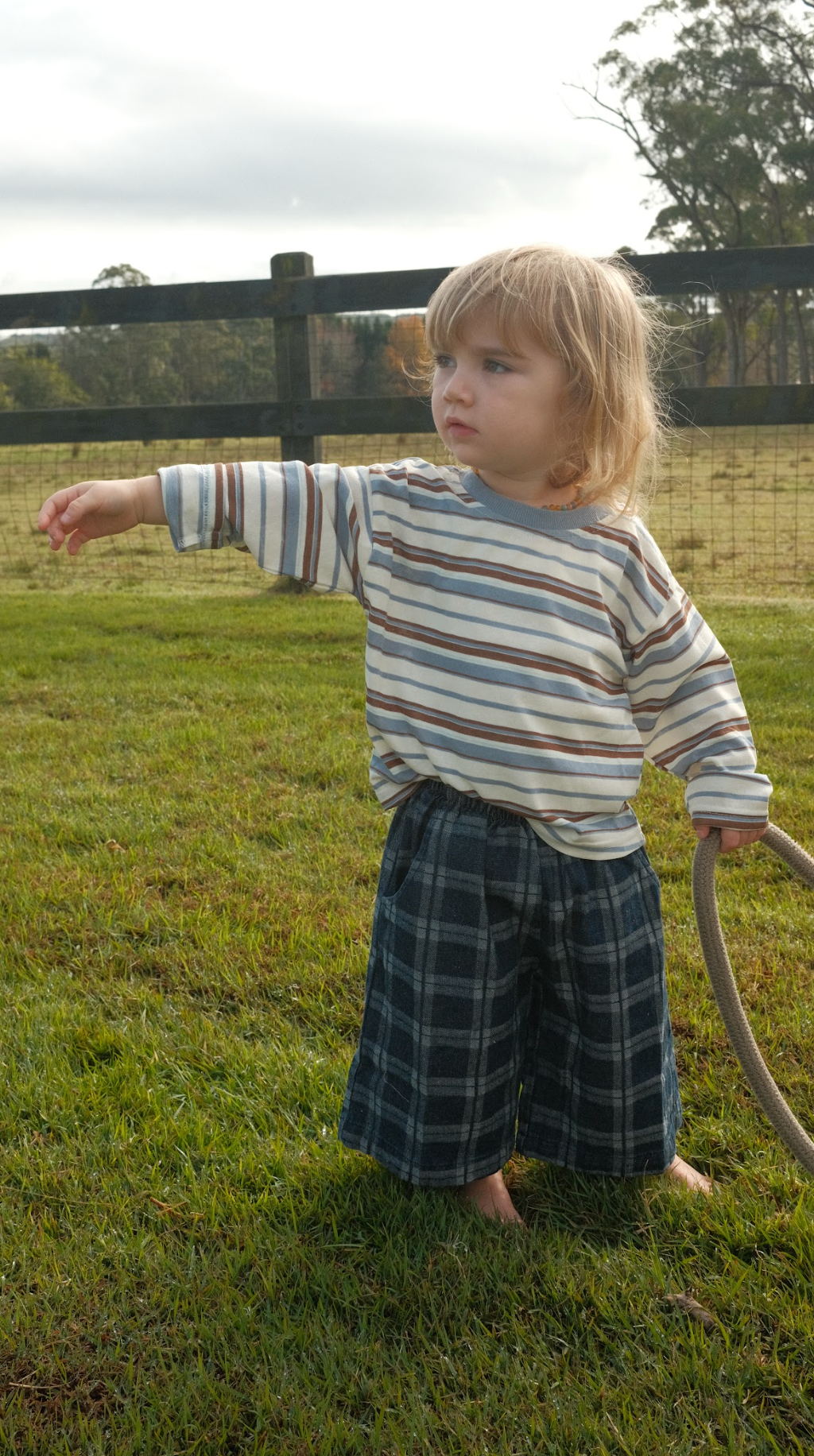 Wide leg pants - denim check