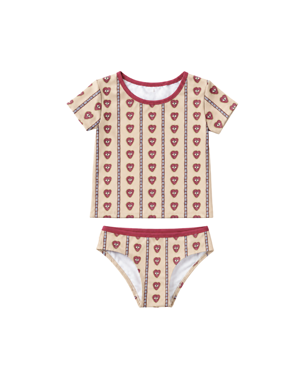 Mini short sleeve swim set - heart eyes