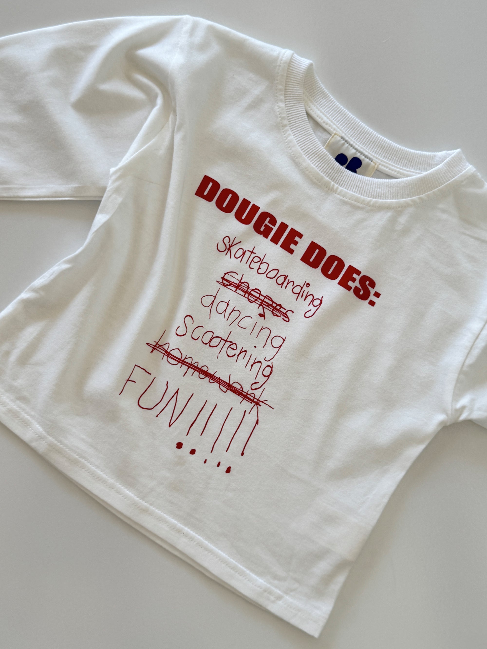 Dougie Does long sleeve tee - white/red