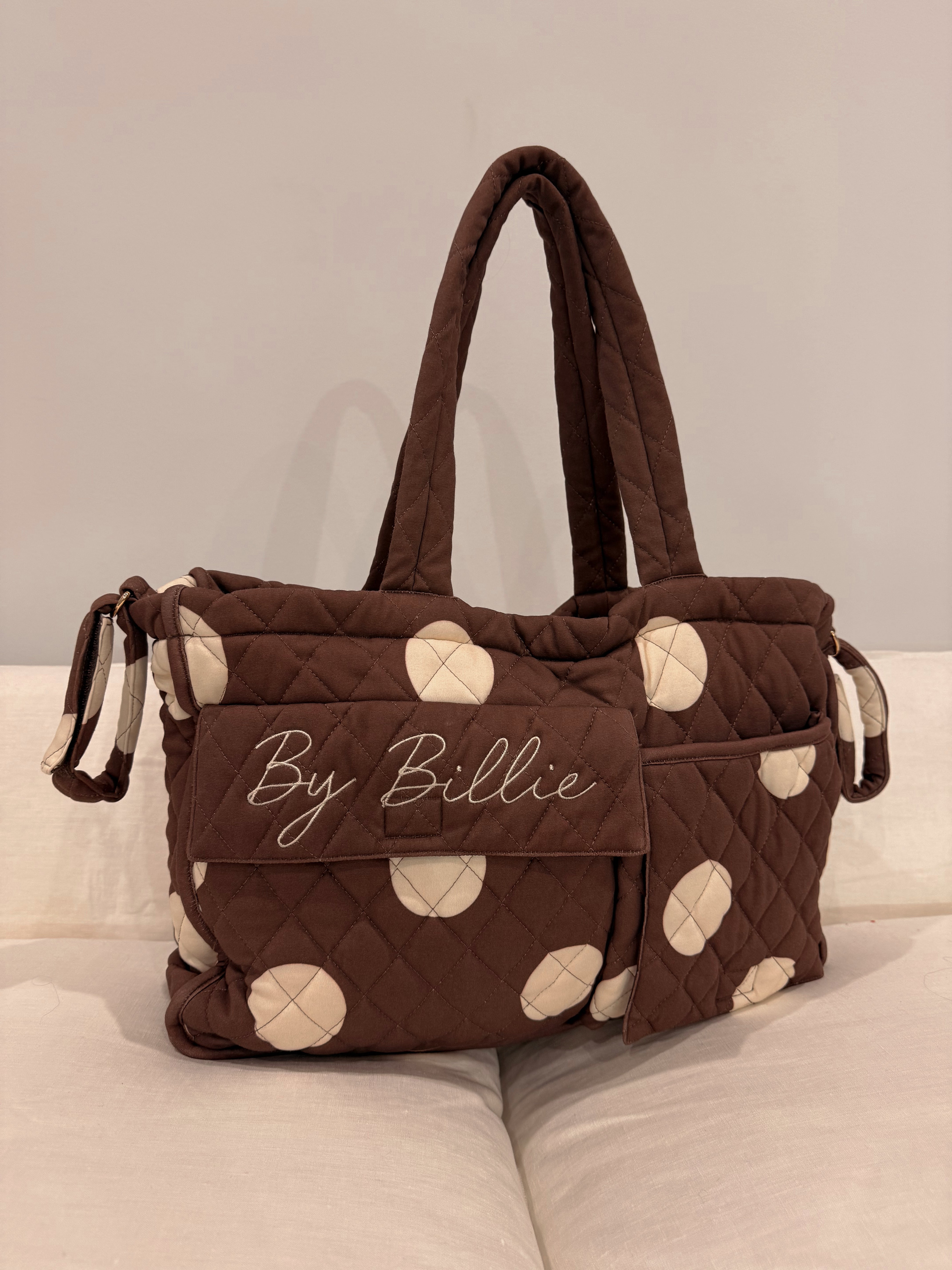 *pre-order*The By Billie baby bag - chocolate/vanilla polka dot