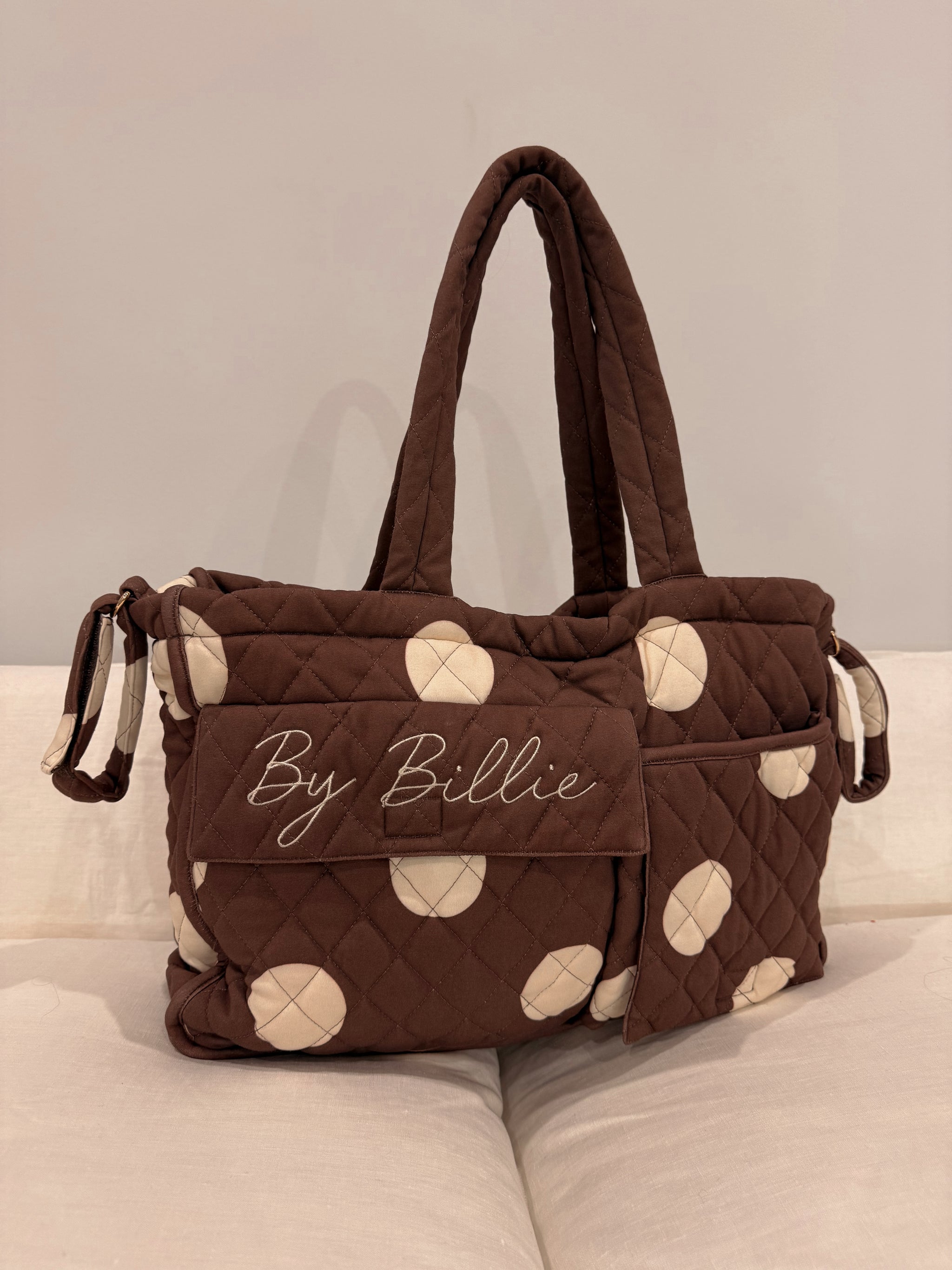 *pre-order*The By Billie baby bag - chocolate/vanilla polka dot
