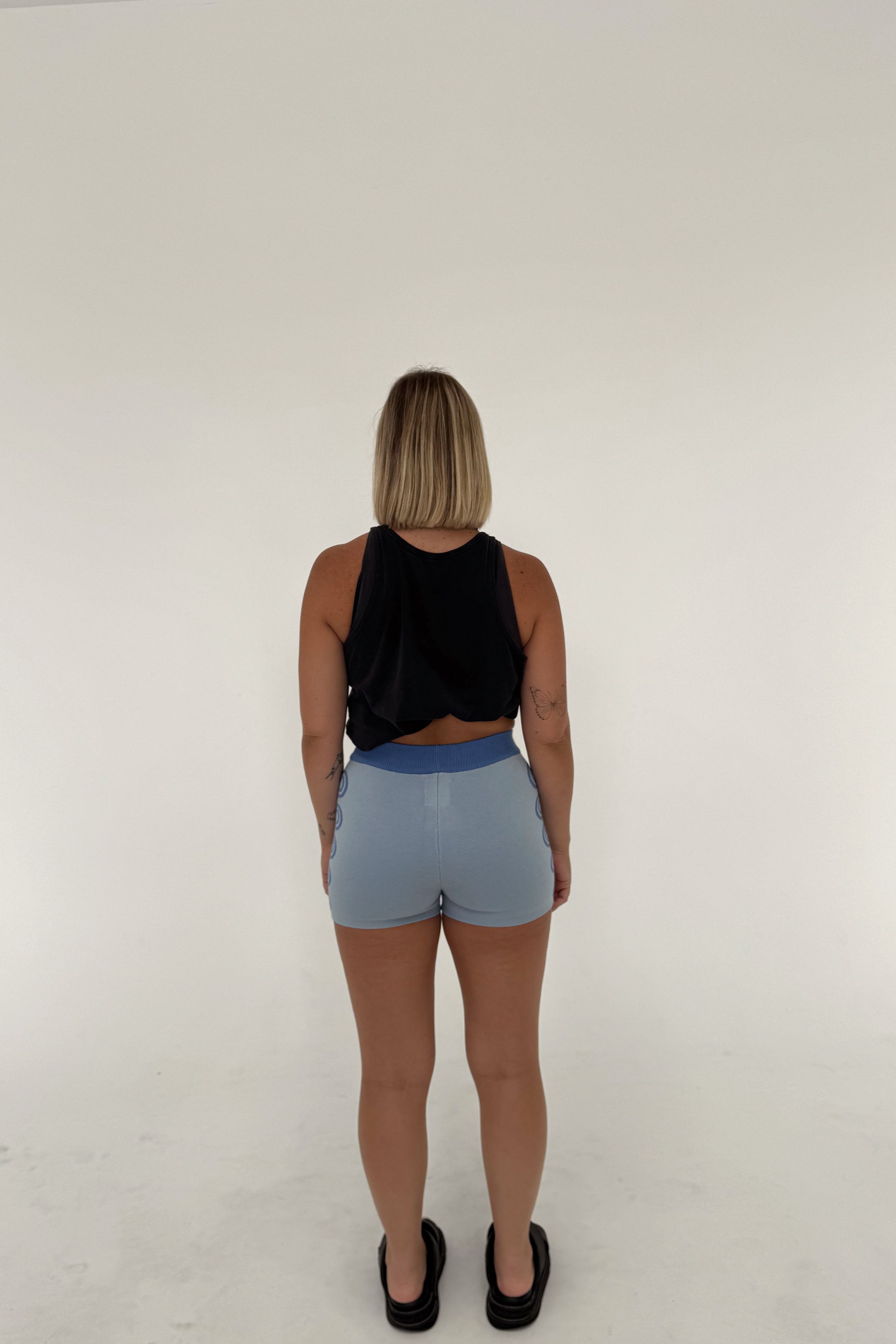 BB womens knit shorts - light blue/blue