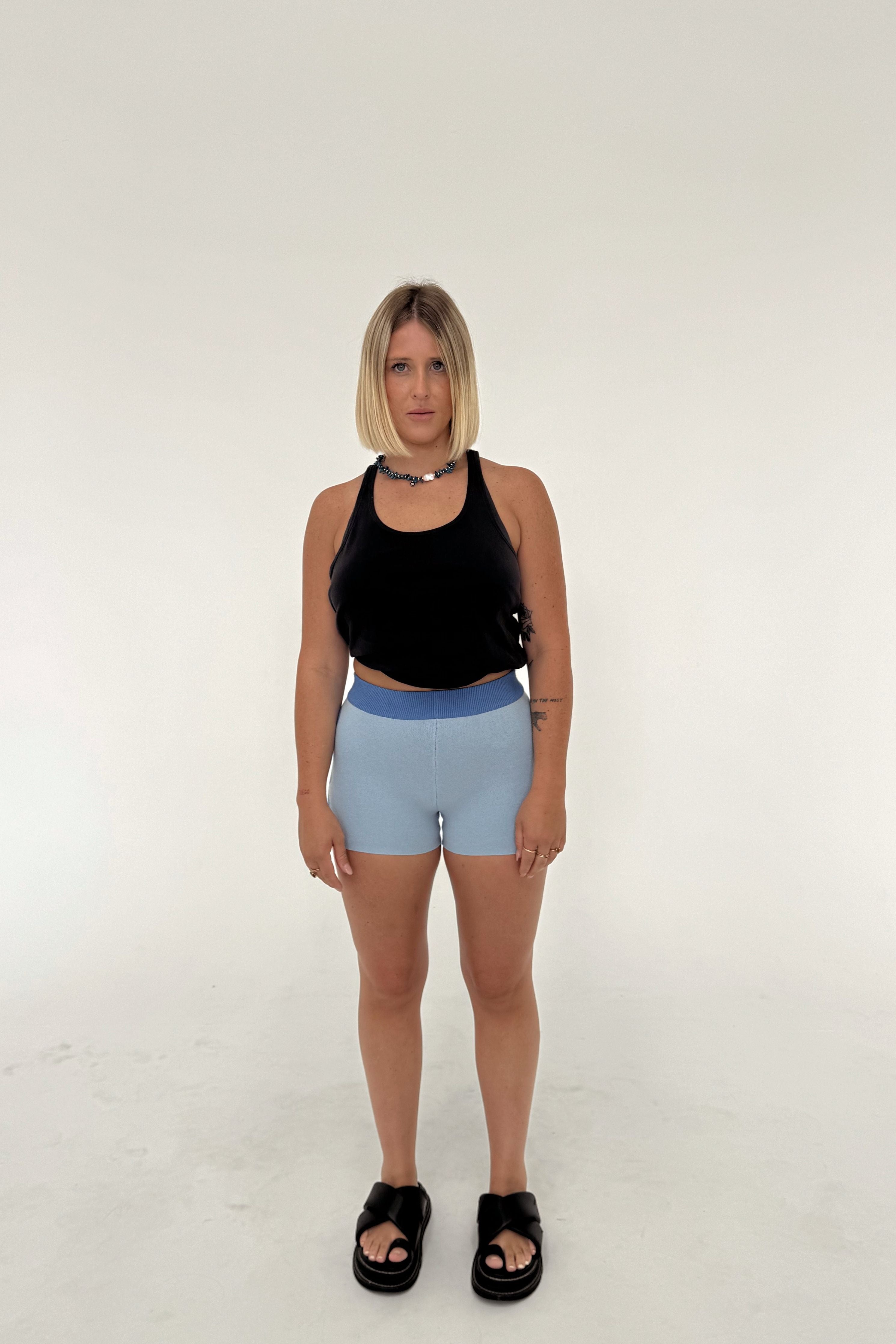 BB womens knit shorts - light blue/blue