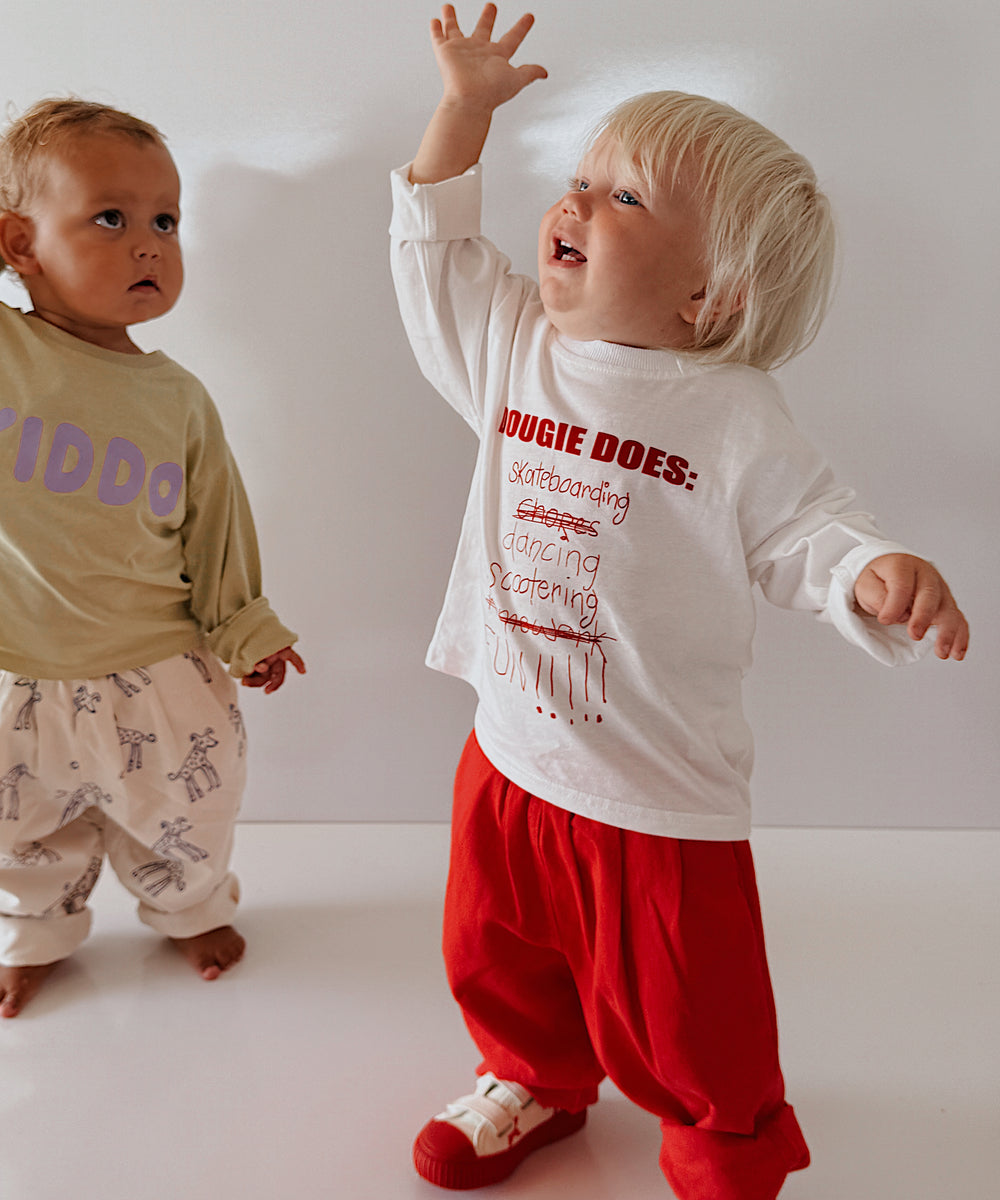 Dougie Does long sleeve tee - white/red
