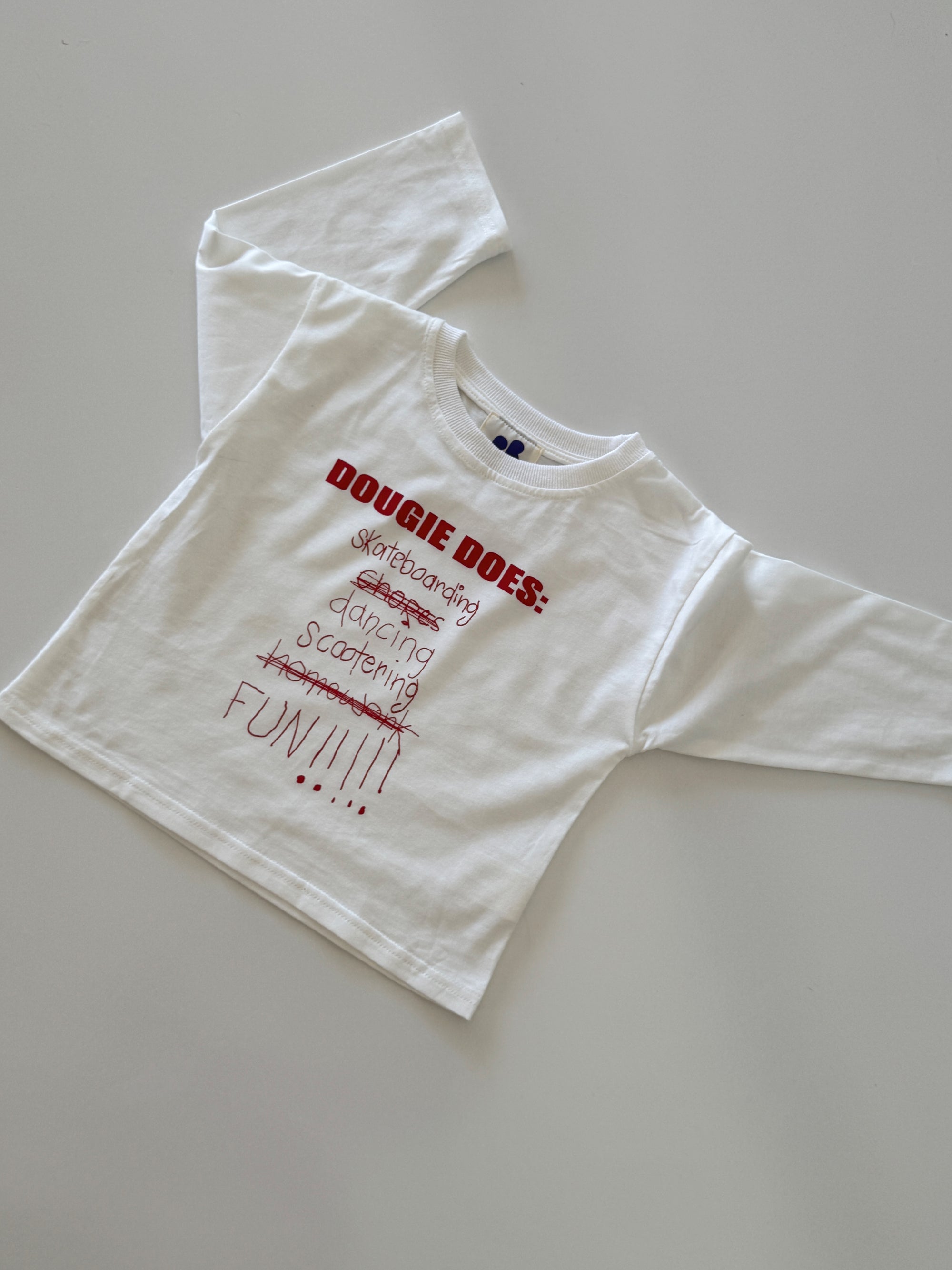 Dougie Does long sleeve tee - white/red