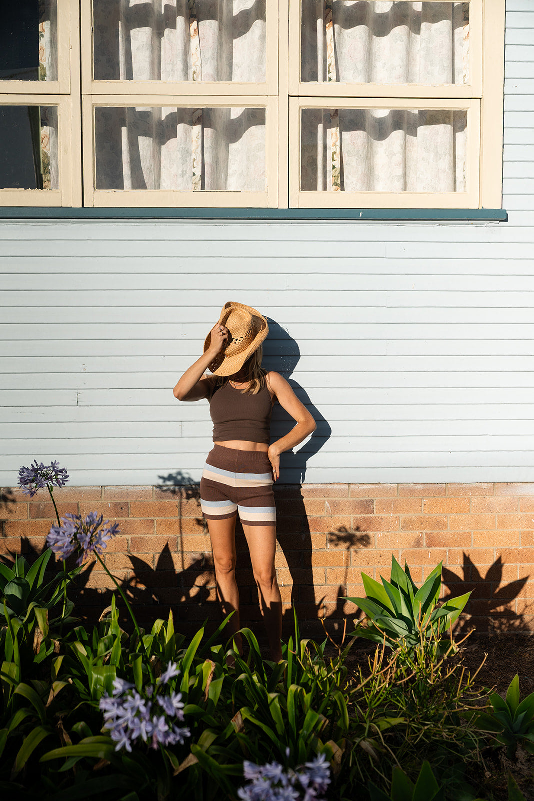 Womens knit short - stripe